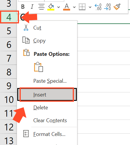 excel insert row