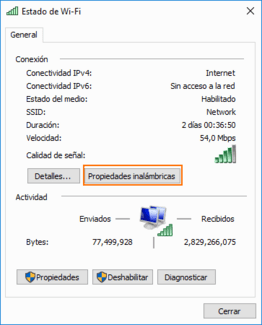 estado de wifi windows 10