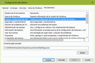 msconfig herramientas