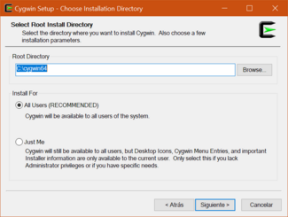 cygwin installer root directory