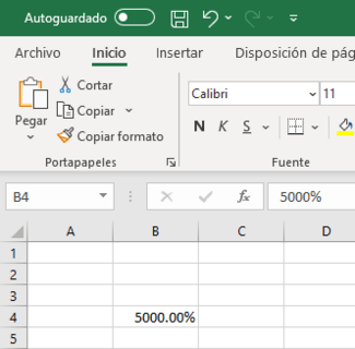 excel celda con porcentaje verificación