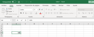 excel celda con porcentaje