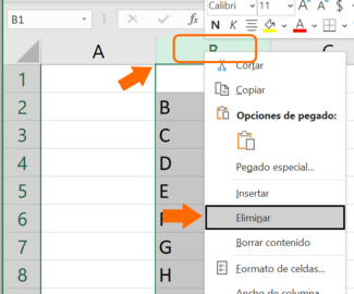 excel eliminar columna