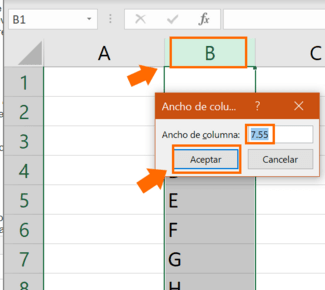 excel modificar ancho de columna