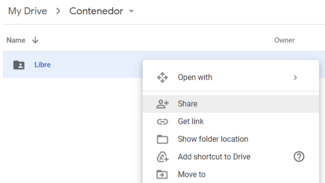 Google Drive Menu Share