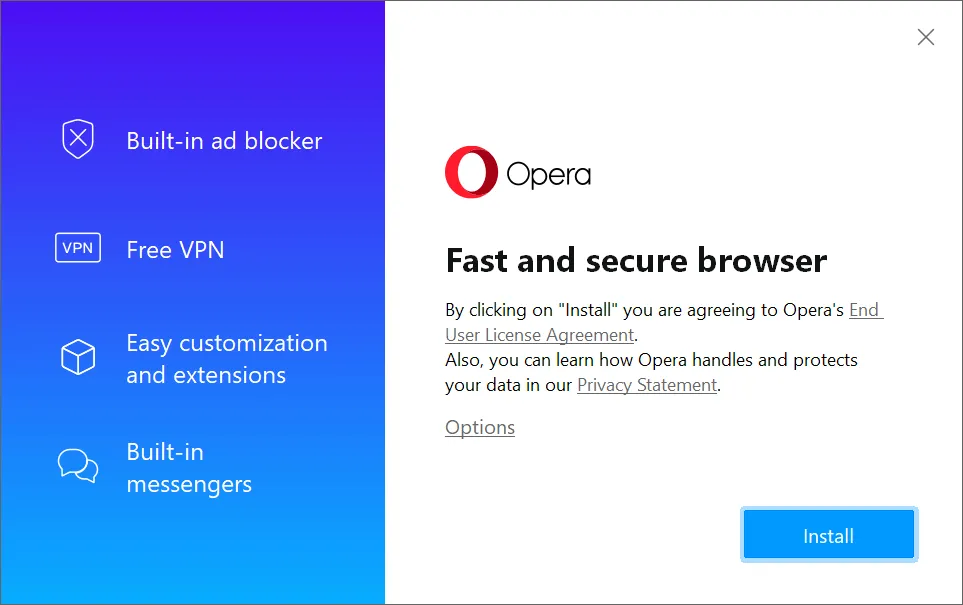 Opera installer
