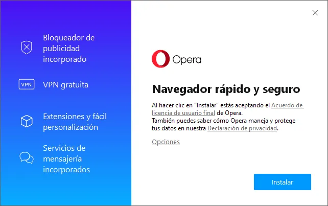 Opera installer