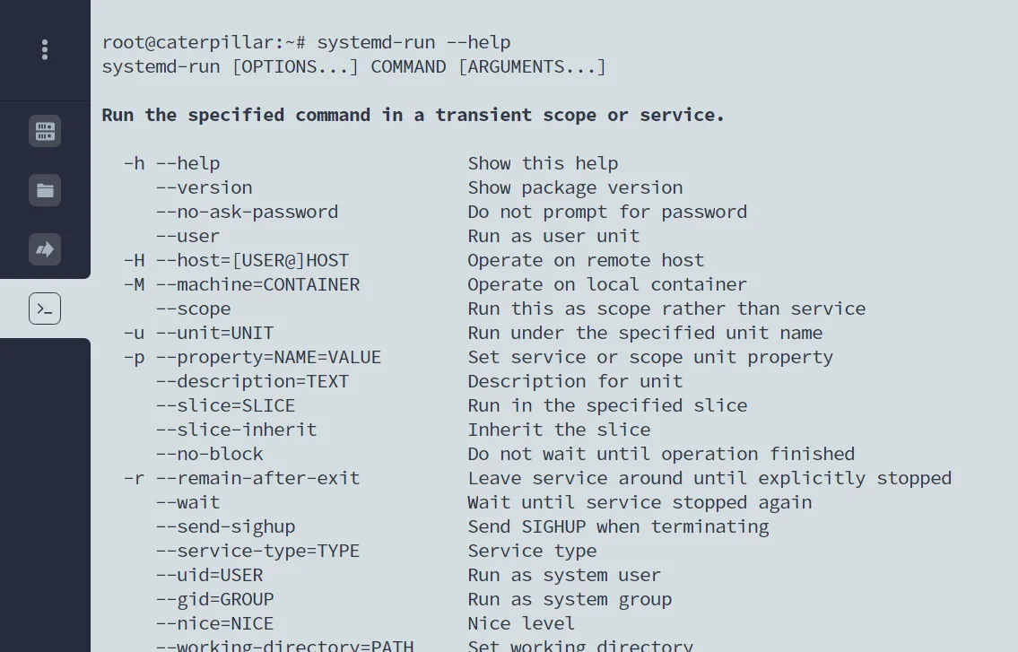 systemd-run help